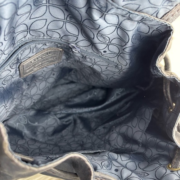 FOSSIL BLACK ALL LEATHER BACKPACK - Picture 5 of 9